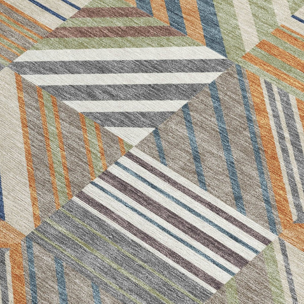 HomeRoots 8' X 10' Stylish Copper, Ivory & Blue Patchwork Indoor/Outdoor Area Rug – Machine Washable & Durable! 690480