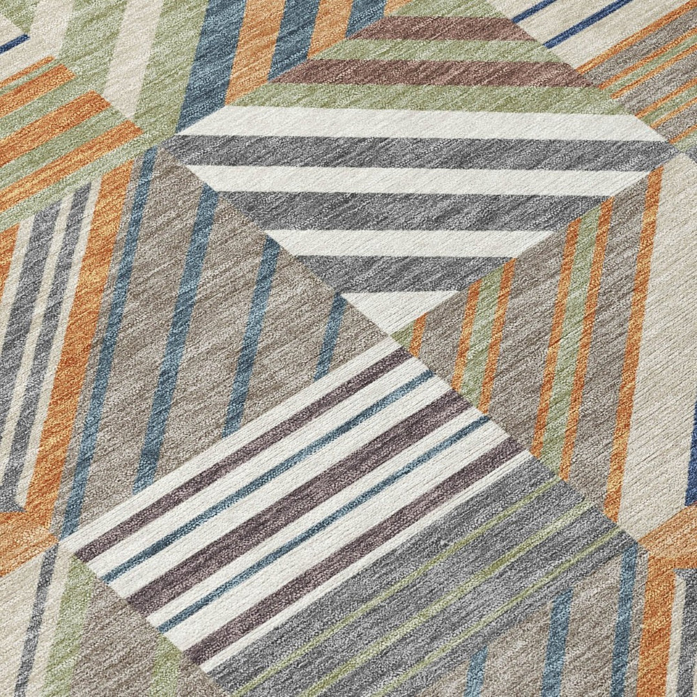 HomeRoots 8' X 10' Stylish Copper, Ivory & Blue Patchwork Indoor/Outdoor Area Rug – Machine Washable & Durable! 690480