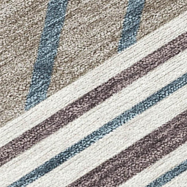HomeRoots 9' Stylish Copper, Ivory & Blue Patchwork Area Rug - Washable, Stain-Resistant for Indoor & Outdoor Use 690481
