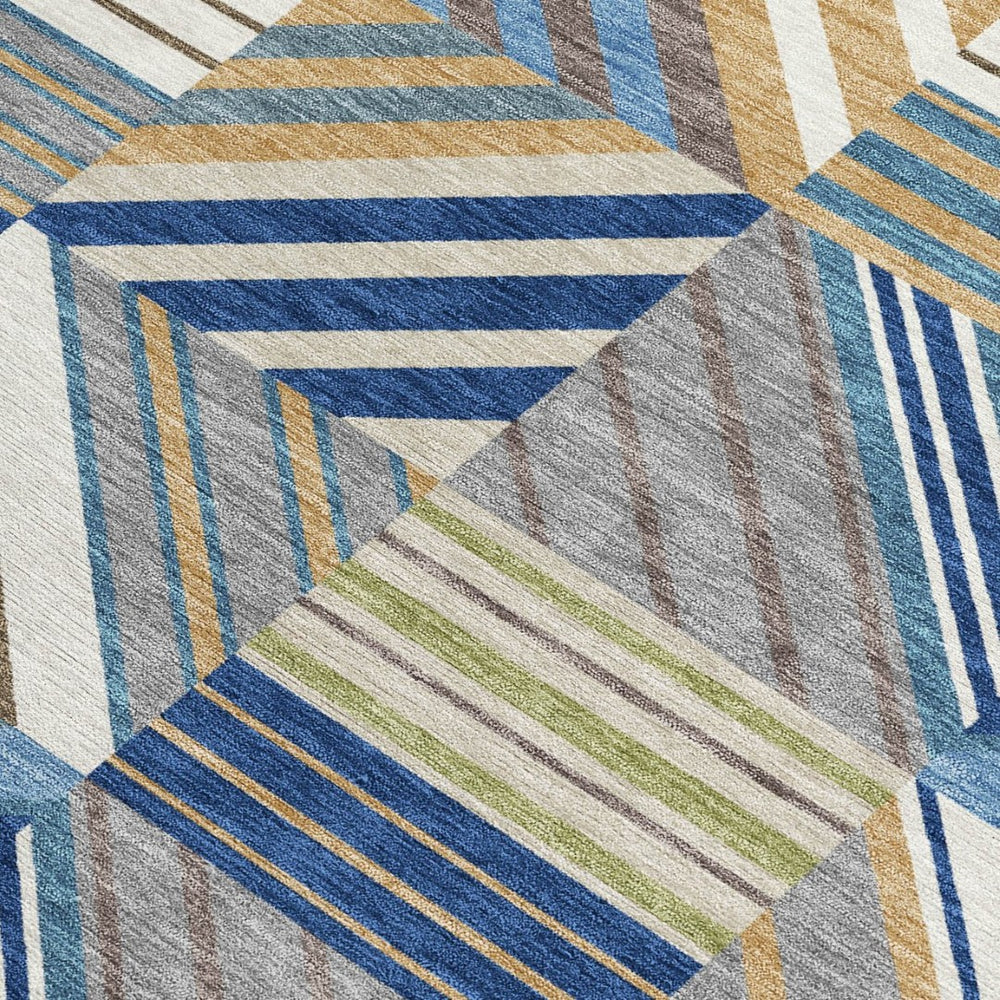 HomeRoots 9' X 12' Denim Blue Patchwork Area Rug – Stylish, Washable & Durable for Indoor/Outdoor Use! 690487
