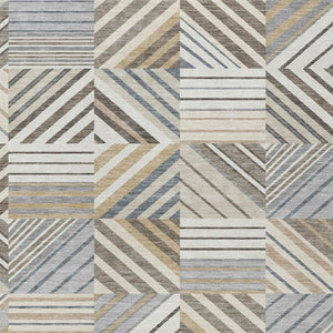 HomeRoots 5' X 8' Patchwork Area Rug - Ivory Gray Brown, Durable Indoor/Outdoor, Washable & Stain Resistant 690490