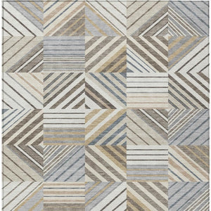HomeRoots 5' X 8' Patchwork Area Rug - Ivory Gray Brown, Durable Indoor/Outdoor, Washable & Stain Resistant 690490
