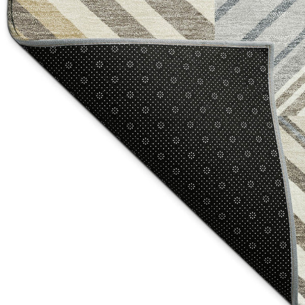 HomeRoots 5' X 8' Patchwork Area Rug - Ivory Gray Brown, Durable Indoor/Outdoor, Washable & Stain Resistant 690490