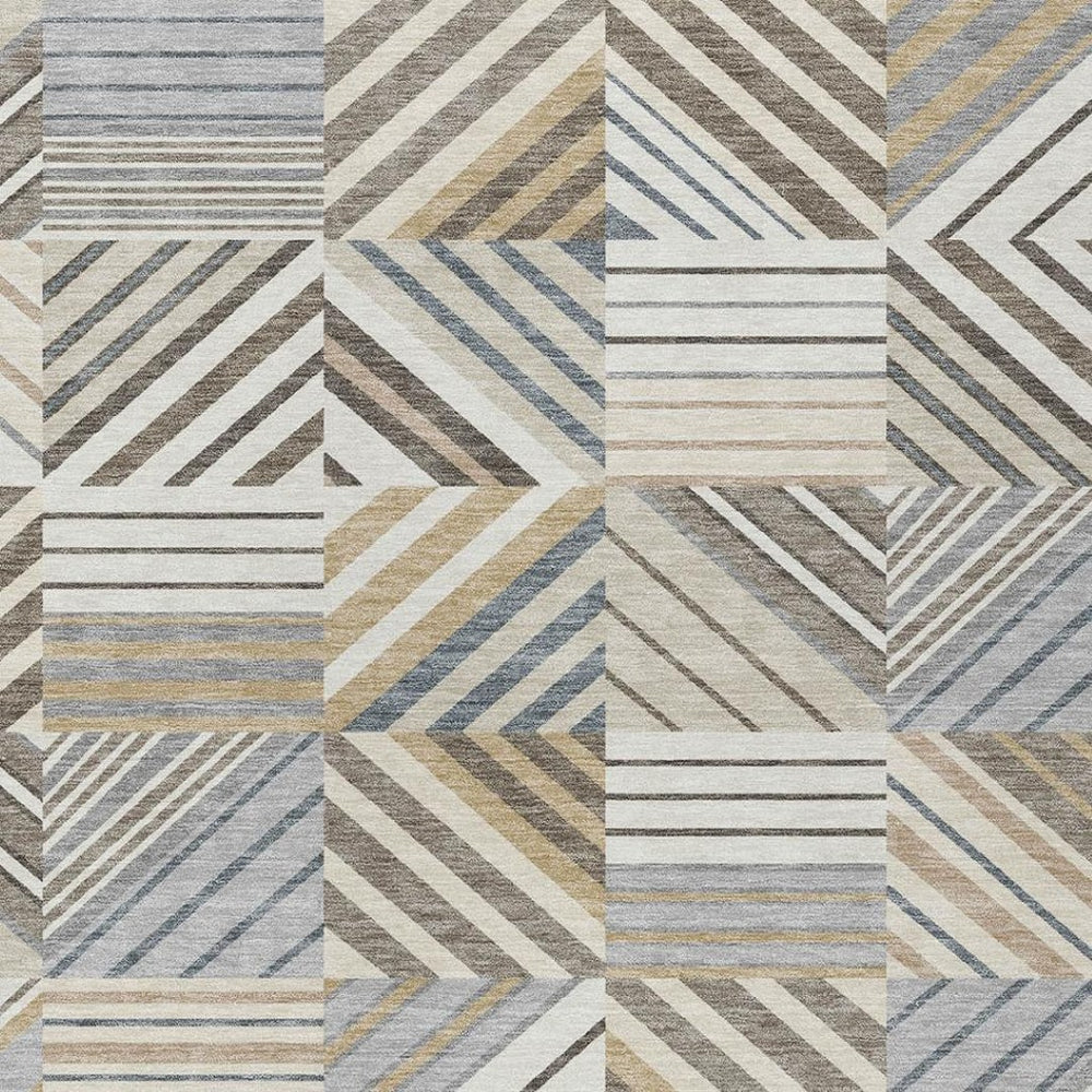 HomeRoots 8' X 10' Washable Ivory, Gray & Brown Patchwork Area Rug – Perfect for Indoor/Outdoor Spaces! 690492