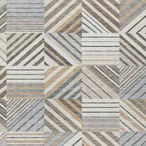HomeRoots 9' X 12' Stylish Ivory Gray Brown Patchwork Area Rug - Washable, Durable, Indoor/Outdoor Versatility 690493