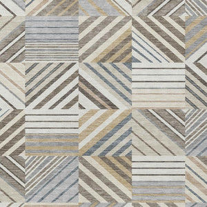 HomeRoots 10' Stylish Ivory Gray Brown Patchwork Washable Area Rug for Indoor & Outdoor Spaces, Durable Design 690494