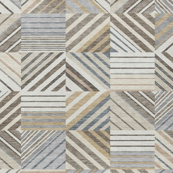HomeRoots 10' Stylish Ivory Gray Brown Patchwork Washable Area Rug for Indoor & Outdoor Spaces, Durable Design 690494