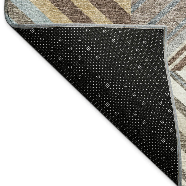 HomeRoots 9' Taupe, Brown & Blue Patchwork Washable Area Rug - Durable Indoor/Outdoor Floor Covering Solution 690499