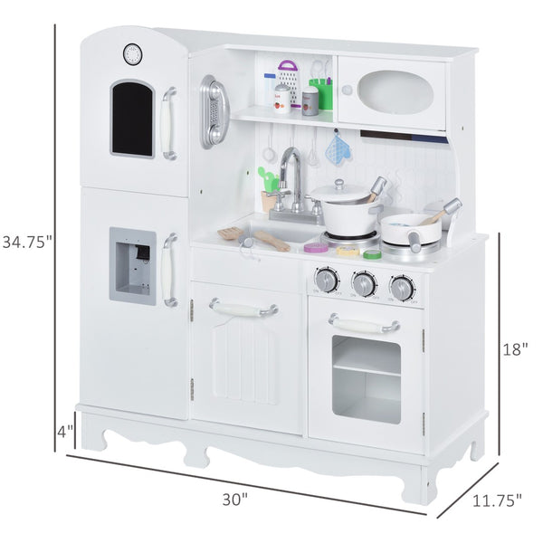 English Elm Wooden Kids Kitchen Playset Pine Mdf Pretend Cooking Toy with 15 Accessories T3971P440765