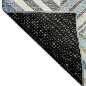 HomeRoots 8' X 10' Teal Blue Lavender Ivory Washable Patchwork Area Rug for Indoor & Outdoor Durability 690504