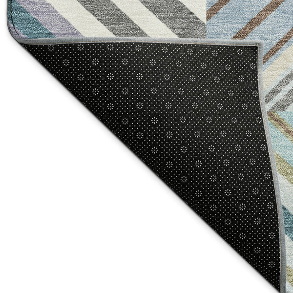 HomeRoots 8' X 10' Teal Blue Lavender Ivory Washable Patchwork Area Rug for Indoor & Outdoor Durability 690504
