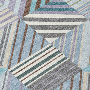 HomeRoots 10' Indoor Outdoor Area Rug – Teal Blue, Lavender & Ivory Patchwork, Washable, Durable & Stylish! 690506