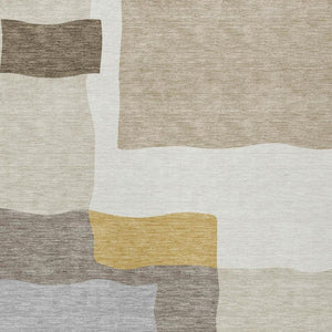 HomeRoots 5' X 8' Washable Beige Gold Gray Abstract Area Rug - Durable, Versatile for Indoor & Outdoor Use 690514