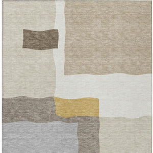 HomeRoots 5' X 8' Washable Beige Gold Gray Abstract Area Rug - Durable, Versatile for Indoor & Outdoor Use 690514