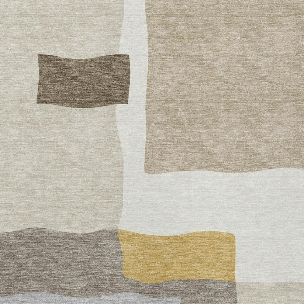 HomeRoots 8' X 10' Beige Gold Gray Abstract Area Rug - Washable, Durable, Stylish for Indoor & Outdoor Spaces 690516