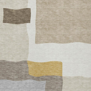 HomeRoots 10' Stylish Beige, Gold & Gray Abstract Washable Area Rug for Indoor & Outdoor Spaces - Durable Design 690518