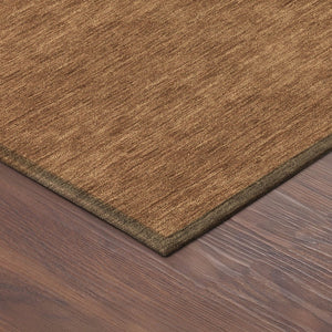 HomeRoots 8' Round Abstract Area Rug in Copper, Gold & Brown - Stylish Washable Indoor/Outdoor Design! 690527