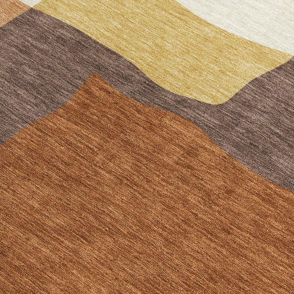 HomeRoots 8' X 10' Modern Copper Gold Brown Abstract Washable Area Rug for Indoor & Outdoor Spaces 690528