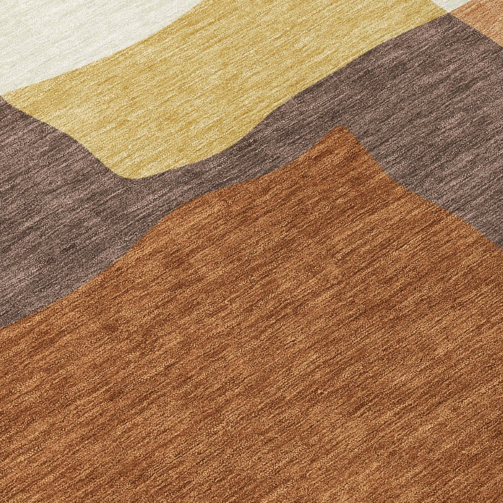 HomeRoots 9' Copper Gold Brown Abstract Washable Area Rug for Indoor & Outdoor Spaces - Stylish & Durable 690529