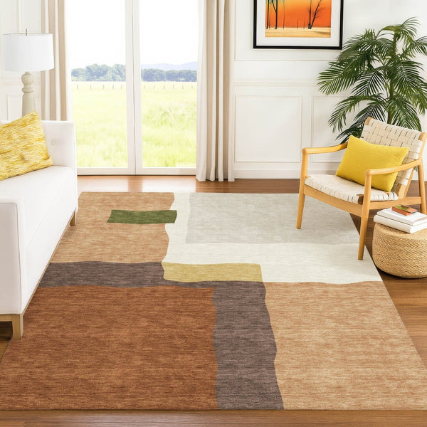 HomeRoots 9' Copper Gold Brown Abstract Washable Area Rug for Indoor & Outdoor Spaces - Stylish & Durable 690529