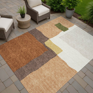 HomeRoots 9' Copper Gold Brown Abstract Washable Area Rug for Indoor & Outdoor Spaces - Stylish & Durable 690529