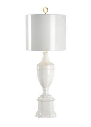 Chelsea House Frankfurt Porcelain Lamp — Tall White Glazed Accent Light For Bedside, Console & Modern Interiors 69053