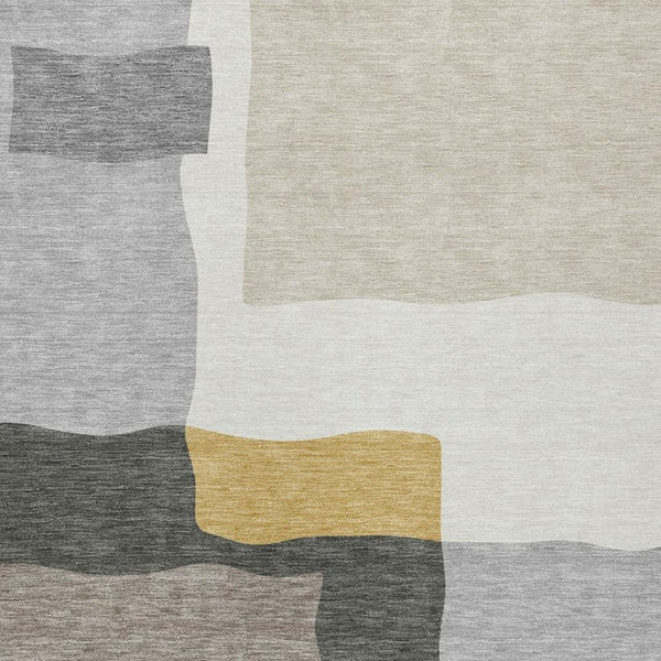 HomeRoots 8' X 10' Gray Gold Beige Abstract Washable Rug – Stylish, Durable Indoor/Outdoor Design for Any Space 690534