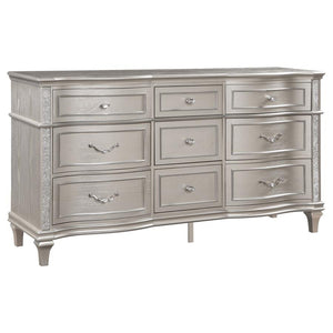 English Elm Katerina 3-Piece Eastern King Bedroom Set - Luxe Ivory Upholstery & Silver Oak Glamour Design B062S01181