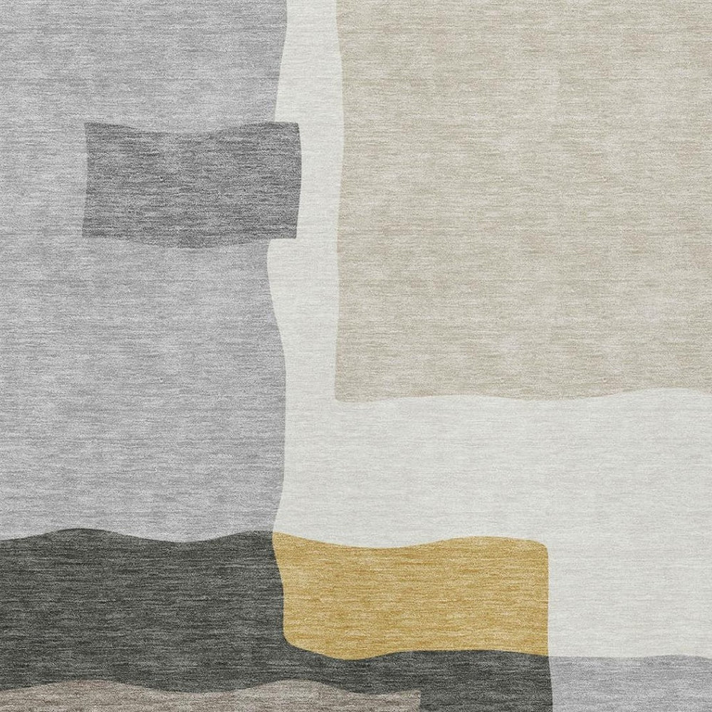 HomeRoots 10' Abstract Gray, Gold & Beige Washable Area Rug - Stylish Indoor/Outdoor Design, Durable & Easy-Care 690536