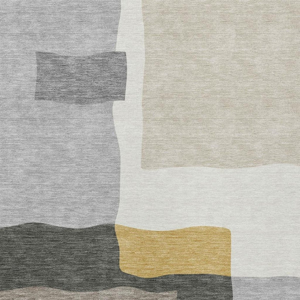 HomeRoots 10' Abstract Gray, Gold & Beige Washable Area Rug - Stylish Indoor/Outdoor Design, Durable & Easy-Care 690536