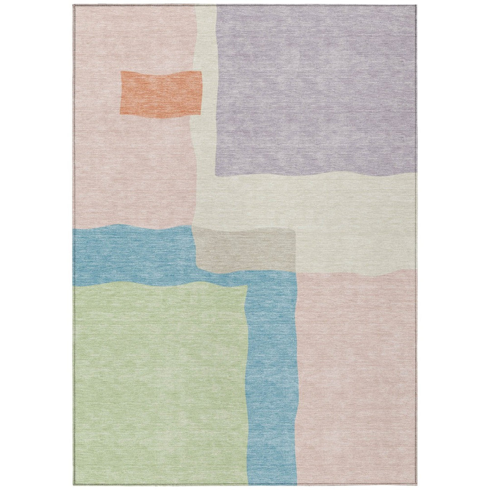 HomeRoots 5' Pink Lavender Coral Abstract Washable Area Rug – Stylish Indoor/Outdoor Accent for Any Space! 690538