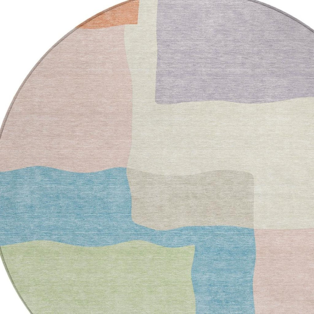 HomeRoots 8' Vibrant Pink Lavender Coral Round Area Rug – Washable, Modern Abstract Design for Indoor/Outdoor Use 690539