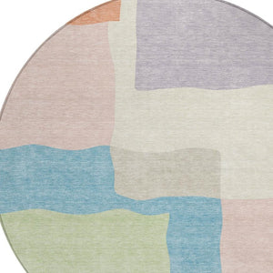 HomeRoots 8' Vibrant Pink Lavender Coral Round Area Rug – Washable, Modern Abstract Design for Indoor/Outdoor Use 690539