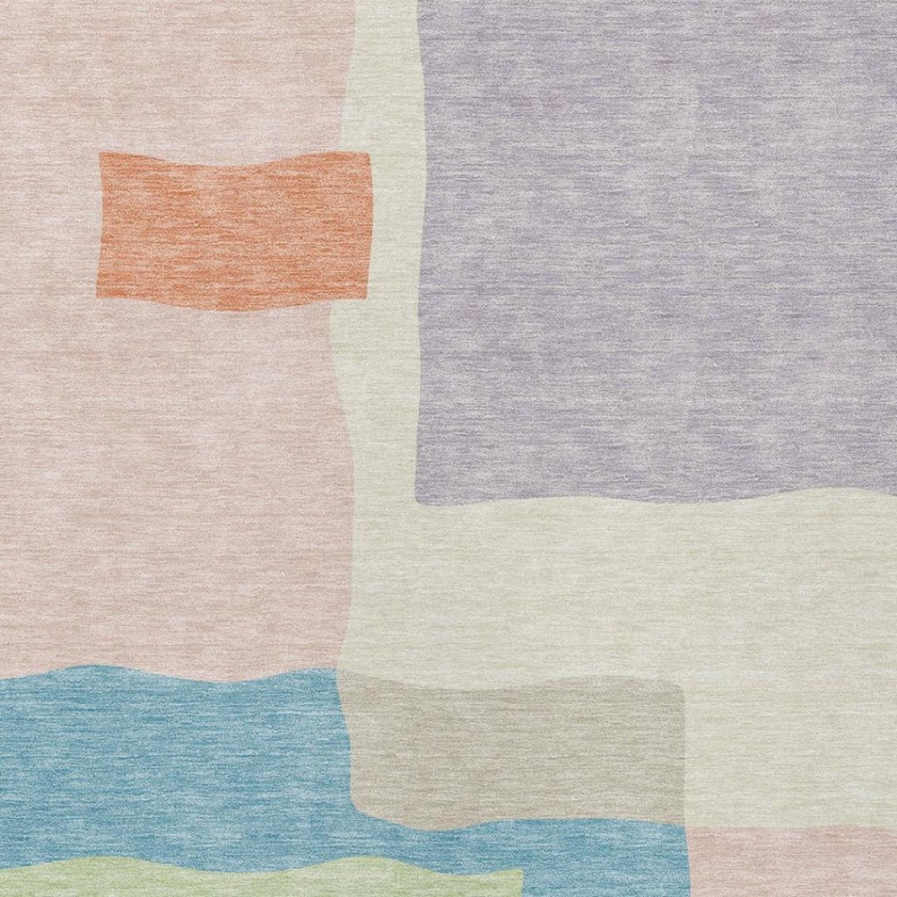 HomeRoots 8' X 10' Washable Indoor/Outdoor Area Rug - Soft Pink, Lavender & Coral Abstract Design for Any Space 690540