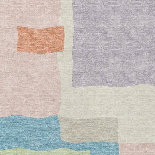 HomeRoots 8' X 10' Washable Indoor/Outdoor Area Rug - Soft Pink, Lavender & Coral Abstract Design for Any Space 690540