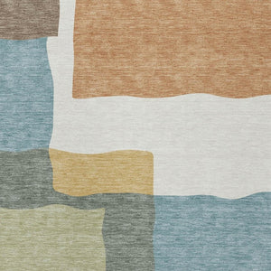 HomeRoots 8' X 10' Abstract Pale Aqua Ivory Terra Cotta Washable Rug for Indoor/Outdoor Use, Stain-Resistant 690546