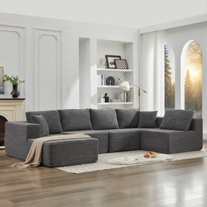 English Elm 106" Cloud Sectional Couch - Left Facing Chaise, Deep Seat Modular Sofa In Gray, No Assembly Needed! W1143S00023