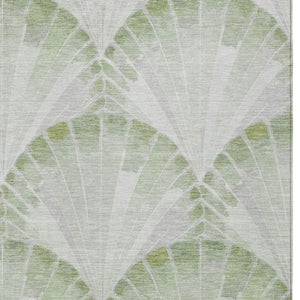 HomeRoots 5' Artichoke Green and Ivory Seashell Area Rug – Stylish, Machine Washable, Indoor/Outdoor Versatility! 690556
