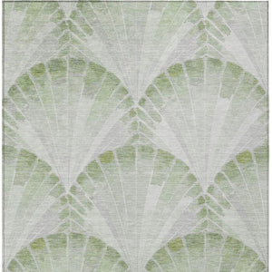 HomeRoots 5' Artichoke Green and Ivory Seashell Area Rug – Stylish, Machine Washable, Indoor/Outdoor Versatility! 690556