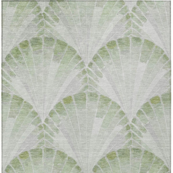 HomeRoots 5' Artichoke Green and Ivory Seashell Area Rug – Stylish, Machine Washable, Indoor/Outdoor Versatility! 690556