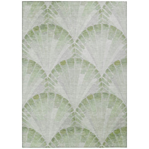 HomeRoots 5' Artichoke Green and Ivory Seashell Area Rug – Stylish, Machine Washable, Indoor/Outdoor Versatility! 690556
