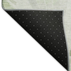 HomeRoots 5' Artichoke Green and Ivory Seashell Area Rug – Stylish, Machine Washable, Indoor/Outdoor Versatility! 690556