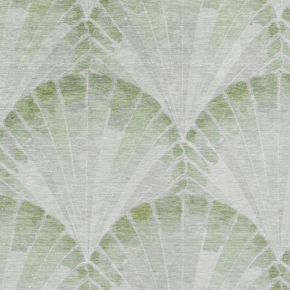 HomeRoots 8' X 10' Artichoke Green Seashell Washable Rug - Coastal Charm for Indoor & Outdoor Spaces 690558
