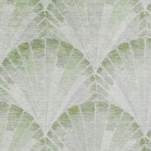 HomeRoots 8' X 10' Artichoke Green Seashell Washable Rug - Coastal Charm for Indoor & Outdoor Spaces 690558