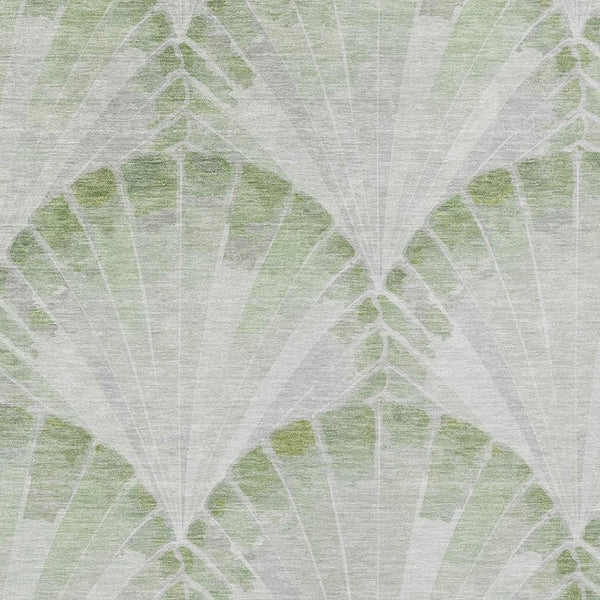 HomeRoots 8' X 10' Artichoke Green Seashell Washable Rug - Coastal Charm for Indoor & Outdoor Spaces 690558