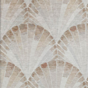 HomeRoots 5' Beige & Brown Seashell Area Rug - Washable Indoor/Outdoor Design for Coastal Charm & Durability 690562