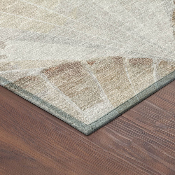 HomeRoots 8' Beige and Brown Round Seashell Area Rug - Stylish, Washable Indoor/Outdoor Mat for High-Traffic Spaces 690563