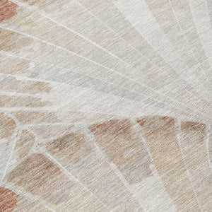 HomeRoots 8' Beige and Brown Round Seashell Area Rug - Stylish, Washable Indoor/Outdoor Mat for High-Traffic Spaces 690563