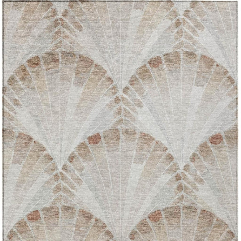 HomeRoots 8' X 10' Coastal Beige and Brown Seashell Washable Area Rug for Indoor and Outdoor Spaces 690564