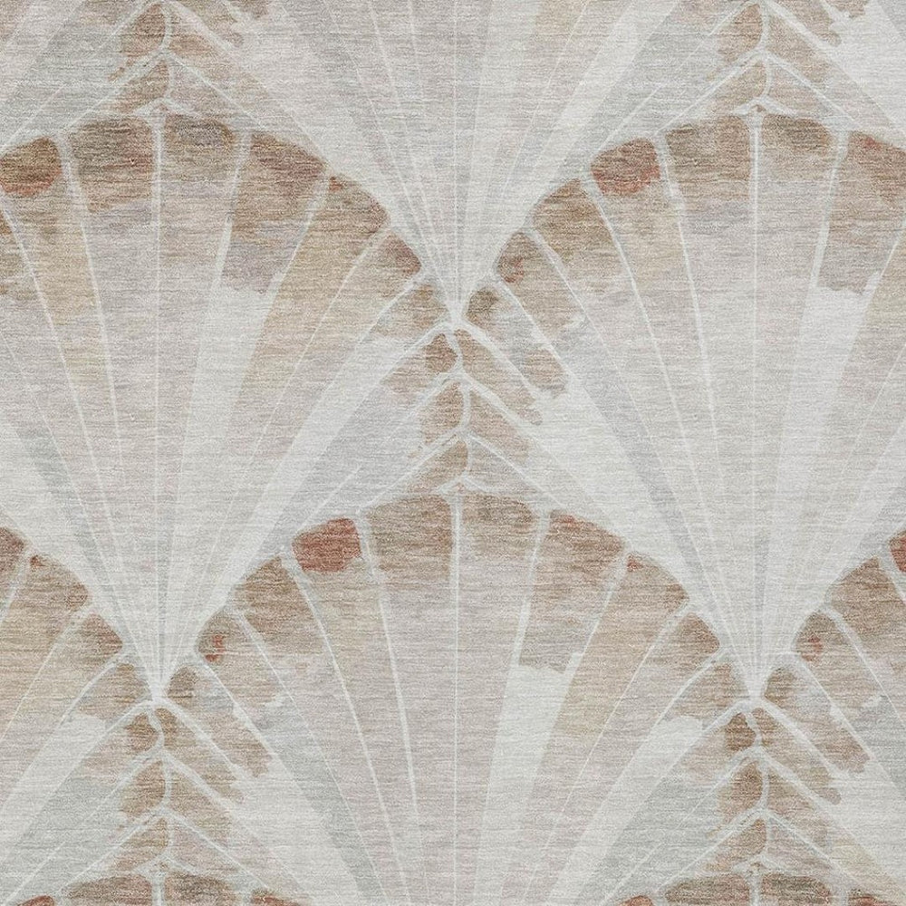 HomeRoots 9' X 12' Beige and Brown Seashell Washable Area Rug - Durable Indoor/Outdoor Coastal Charm Decor 690565